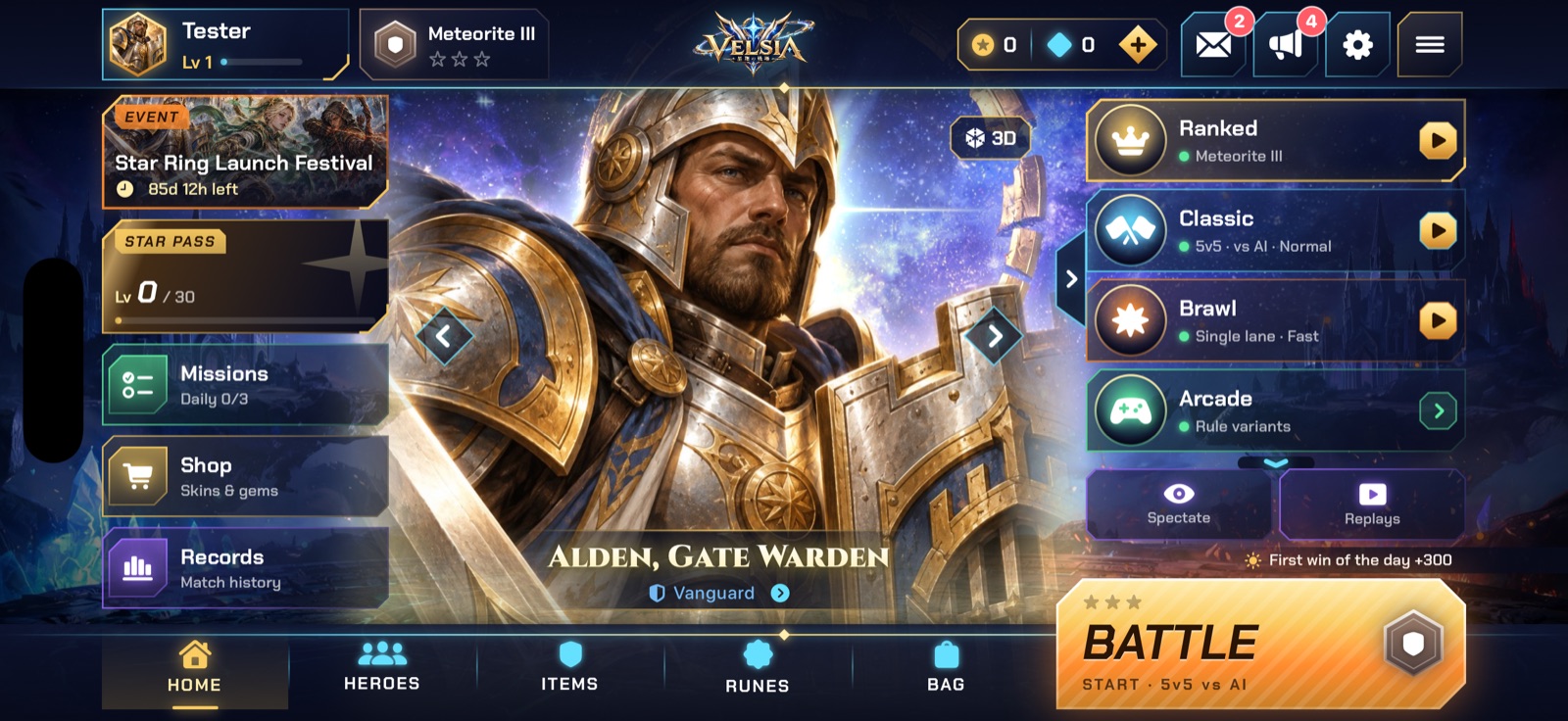 Home screen